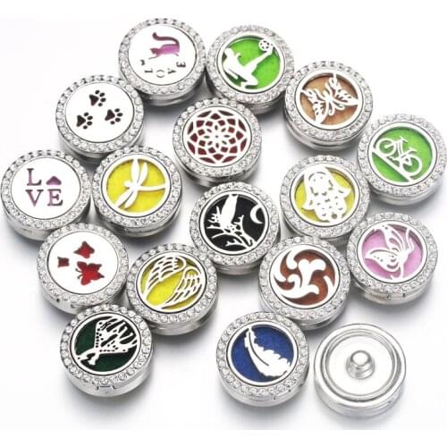 Aromatherapy 18mm Snap Perfume Locket Magnetic Stainless Steel Essential Oil Diffuser Snap Bracelet Jewelry 7719