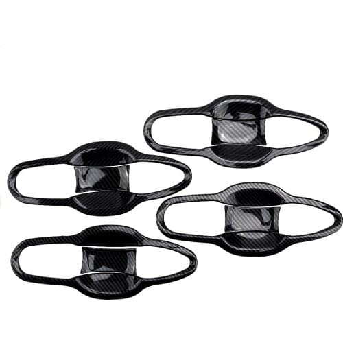 Beler 8 Pcs bon Fiber Black Style Door Handle Bowl Protector Cover Trim Fit for Toyota Camry 2018 2019 2020