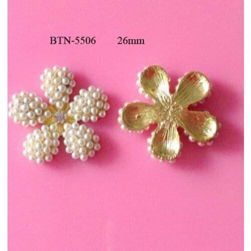 Free shipping 26mm pearl rhinestone button with shank 50PCS (BTN-5506)