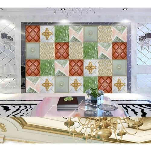 Free Shipping Creative Assorted Tiles Soft Packing Parlor Living Room TV Wall Custom 3D Retro Living Room Bedroom Wallpaper