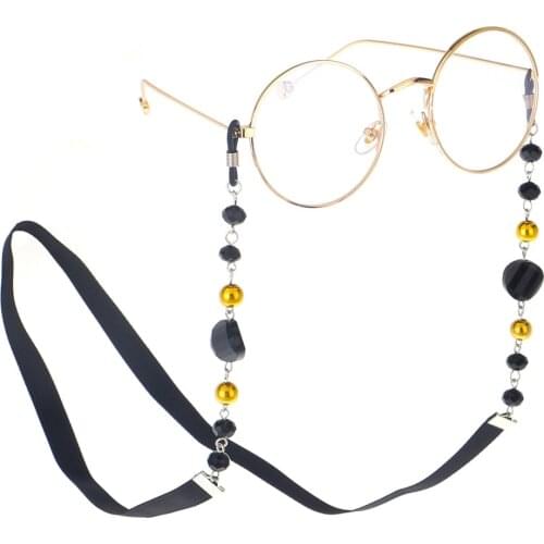 Fashion Women Sunglass Chain Black Acrylic Beads Eyeglass Chains Anti-slip Eyewear Cord Holder Neck Strap Reading Glasses Rope