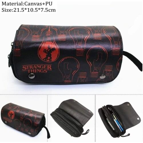 Stranger Things Pencil Case Pencil Bag Boys Girls Cartoon Make Up Bags School Supplies Cosmetic Case Double Layer Storage Bags