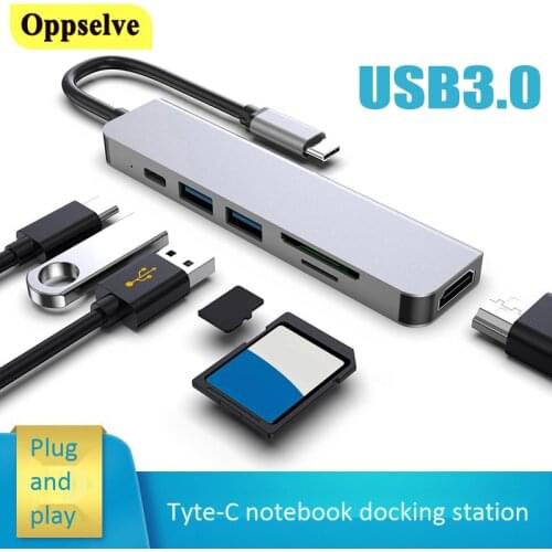USB 3.0 Type-C Hub To HDMI-Compatible Adapters OTG Thunderbolt 3 Dock with PD TF SD for Macbook Pro/Air M1 2021 Type-C Splitter
