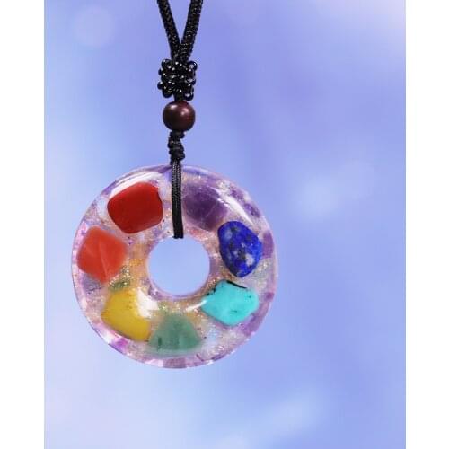 Healing 7 Chakra Orgone Pendant Donut Necklace Emf Protection Energy Generator For Balancing Chakra Meditation & Yoga