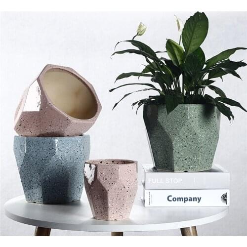 Ceramic Flowerpot Geometric Multi Faceted Nordic Style Simple And Creative Personality Green Radish Orchid Succulent Pot