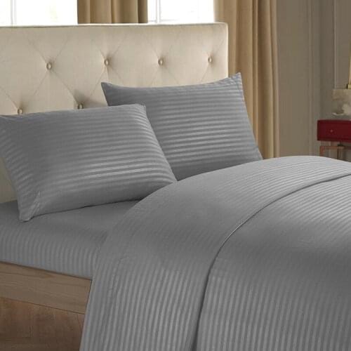 Bedding Set Striped Hotel Home Linens Flat Sheet+Fitted Sheet+Pillowcase Gray White Red Queen/ King Not included Duvet Cover