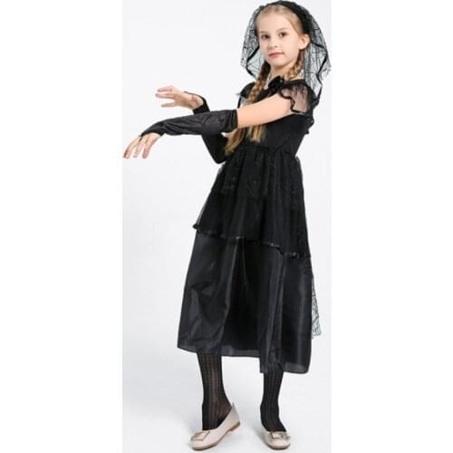 New Arrival Halloween Party Children Kids Cosplay Witch Bride Costume For Girls Halloween Costume Party Witch Dress With Veil