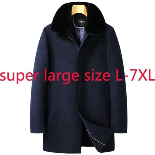 New Arrival Fashion High Quality Men Extra Large Woolen Casual Thick Turn-down Collar Winter Coat Men Plus Size L-4XL 5XL 6XL7XL
