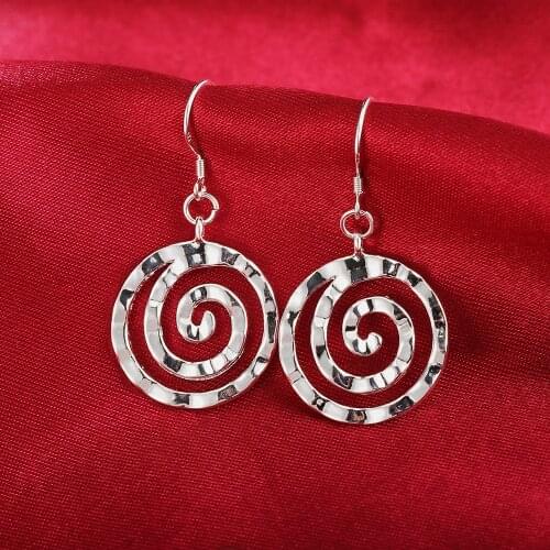 New 925 Sterling Silver Earrings for temperament Women Jewelry All-match spiral circle Earrings birthday gift