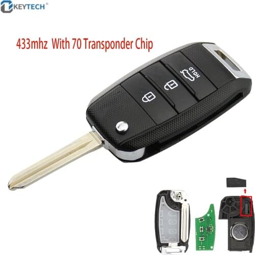 OkeyTech 3Buttons 433Mhz Flip Folding Remote Control Car Key For Kia K3 Sorento Sportage 2013 2014 2015 With 70 Transponder Chip