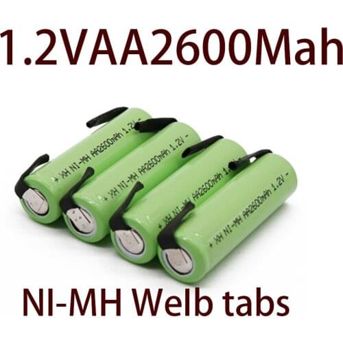 2021s 1.2V AA rechargeable battery 2600mah NI-MH cell Green shell with welding tabs for Philips electric shaver razor toothbrush