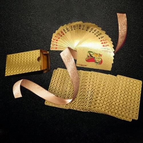 24K Gold Playing Cards Plastic Poker Game Deck Foil Pokers pack Magic Cards Waterproof Card Gift Collection Gambling Board Game