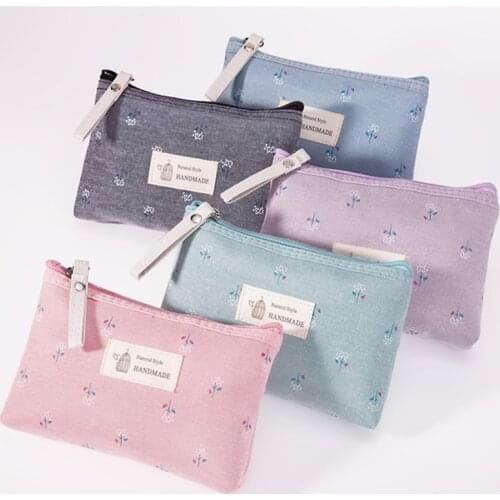 Portable Fashion Toiletry Sweet Floral Colorful Canvas Cosmetic Storage Bag Travel sundries Organizer Beauty Pouch 1PC