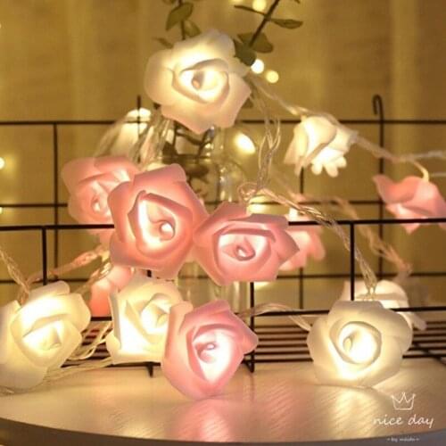 Rose LED String Lights Battery Operated Christmas Holiday Lights for Valentine Wedding Decoration Fairy Lights flower garland