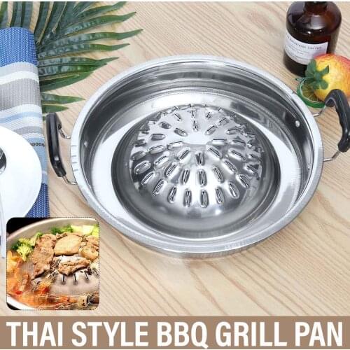 Aluminum Thai Style BBQ Grill Pan Barbecue Topper Stovetop Plate Barbecue Pan Basket Steamer Kitchen Cooking Tools Cookware