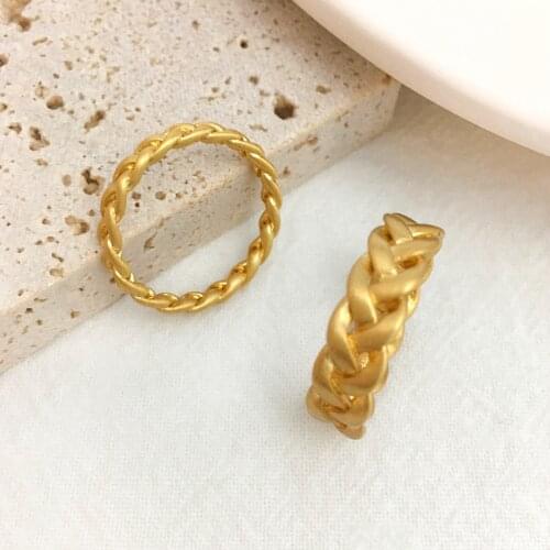 Monlansher Vintage Round Weave Chain Ring for Women Gold Silver Color Matte Ring Minimalist Copper Finger Rings 2020 Trend