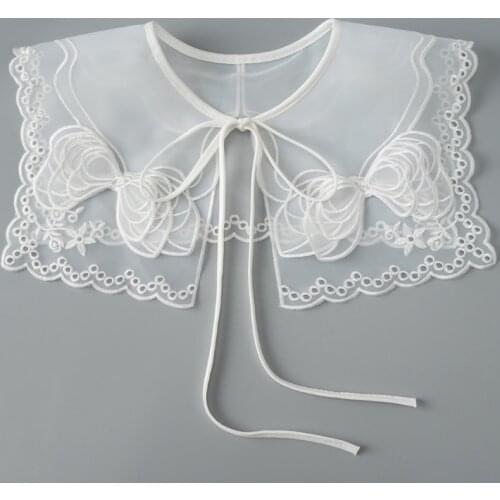Organza Embroidered Fake Collar Navy Style Tie Decorative Lace Collar Wild Fake Collar With Skirt Small Shawl