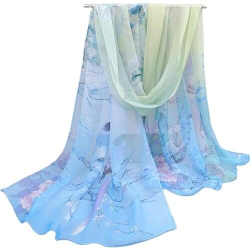 Scarf for Women Lightweight Silk Feel Spring Winter Oblong Fashion Scarves Shawl Floral Printed Wraps AA10131