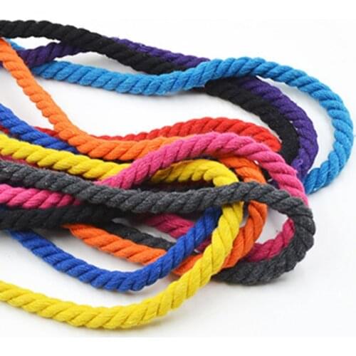 10 Meters 100% Cotton 3 Shares Twisted Cotton Cords 8 mm DIY Craft Decoration Rope Cotton Cord For Bag Drawstring Belt 17 Colors