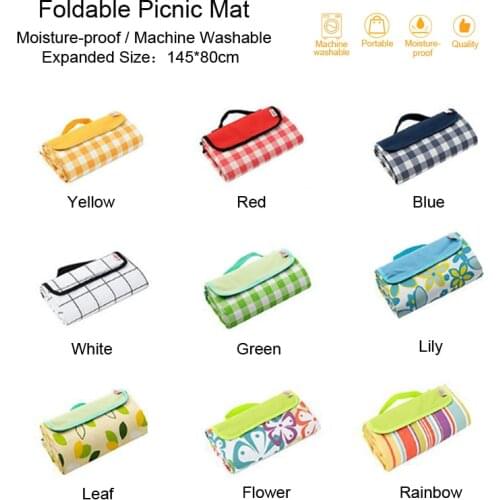 145*80cm Machine Washable Picnic Mat Foldable Yoga Mat Outdoor Camping Mattress Beach Blanket Water Proof &Portable Plaid Pad