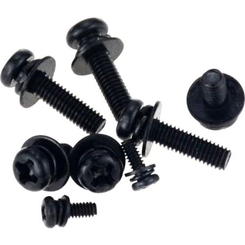 20PCS M3*6-12*7 Black Carbon Steel Phillips Round Head Three Combination Screw Cross Recessed Pan Head Screw With Washer
