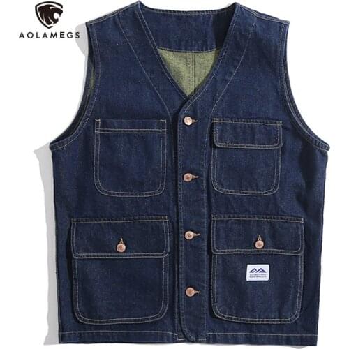 Мужские джинсовые жилеты Aolamegs China At AliExpress