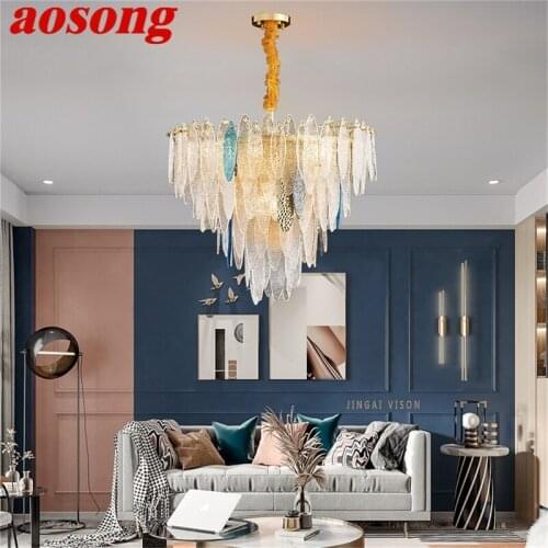 AOSONG Chandelier Pendant Lamp Postmodern Home LED Colorful Light Fixture for Living Dining Room