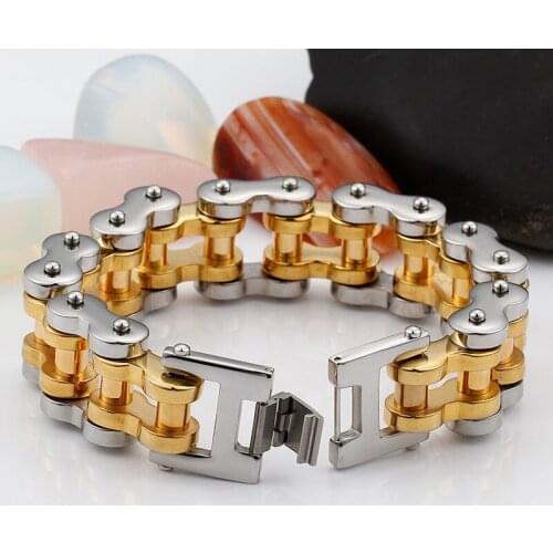 22MM Stainless steel bracelet bicycle chain bracelet multi-color vacuum plating mens bracelet