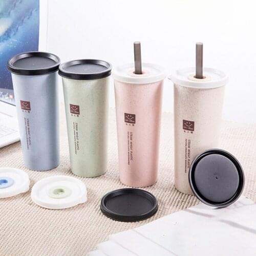 Wheat Straw Water Bottle Office Coffee Tea Cup Portable Travel Sport Bottle Tour Hiking Water Bottle Leak Proof Kid Water Bottle