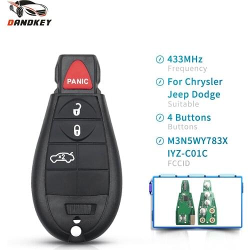 Dandkey Fob 433Mhz Auto 4 Buttons M3N5WY783X IYZ-C01C Fob Car Remote Key For Dodge Jeep Chrysler 300 Keyless Entry Case