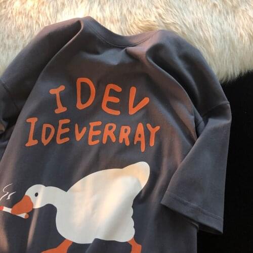 100% Cotton Vintage T shirt Men New Summer Funny Goose Print Oversized Tshirt Plus Size Harajuku Aesthetic Top Short Sleeve Male