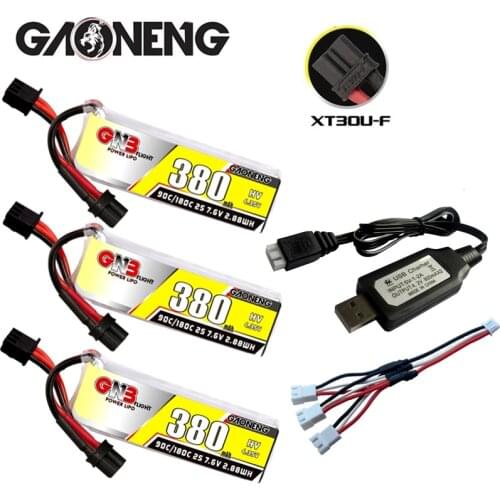 Gaoneng GNB Max 180C 380mah 7.6V 2S HV Lipo battery Charger Set for BETAFPV Beta75X 2S Beta65X 2S Whoop Drone with XT30U-F Plug