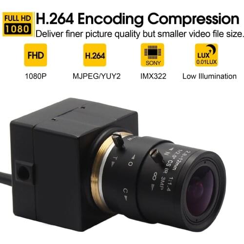 H.264 1080P USB Webcam Low illumination 0.01lux CS 2.8-12mm Varifocus lens Surveillance usb webcam Cameras
