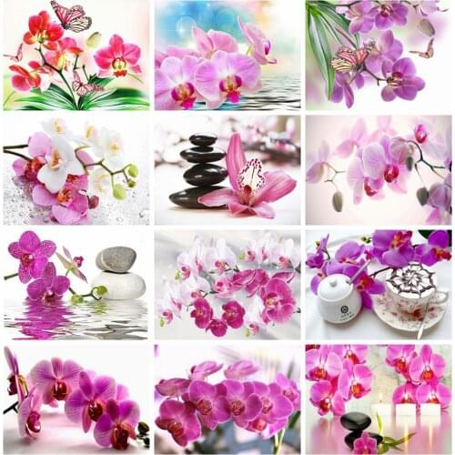 HUACAN Full Drill Diamond Painting Kits Flower Decorations For Home Mosaic Orchid Embroidery Diamond Art