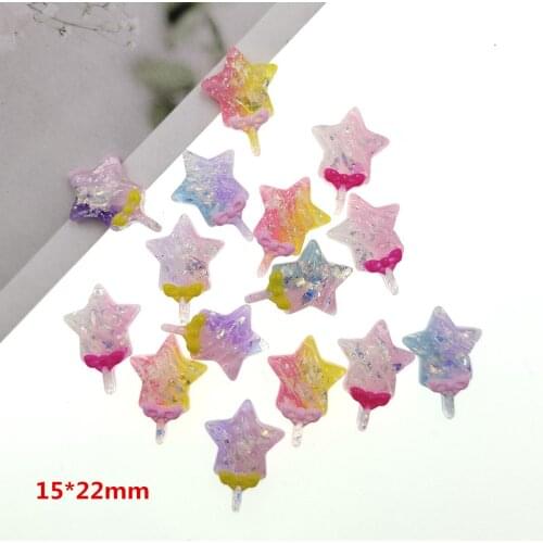 20pcs/lot kawaii flat back resin colorful resin star shaped lollipop new arrival DIY resin cabochons accessories