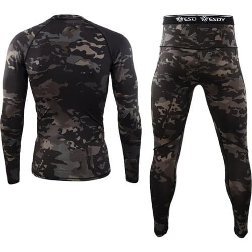Men Thermal Underwear Suits Spring Autumn Winter Thermo Long Sleeve Johns For Male Fitness Quick Dry Shirt Tops + Bottom Sets T5