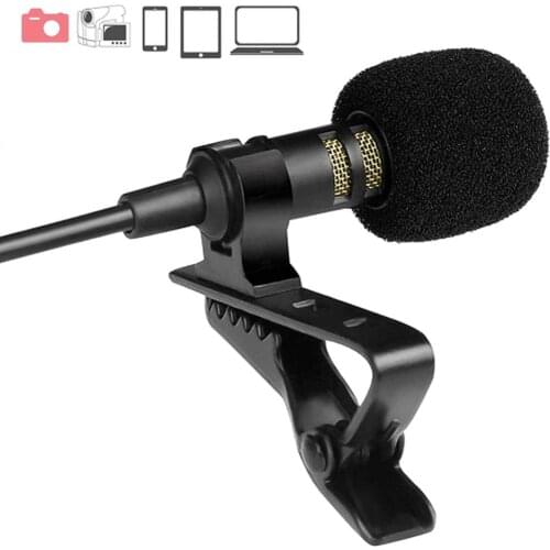 3.5mm Mini Studio Speech Microphone Type-C Adapter Condenser Mic Clip-on Lapel Microphone for PC Desktop Notebook