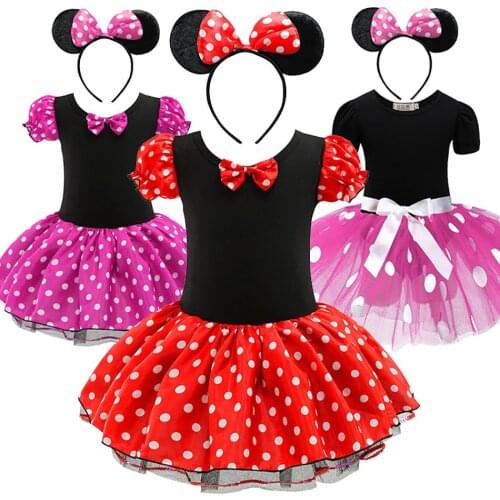 Minnie Cosplay Costume Baby Girls Ballet Tutu Dress Kids Cartoon Mouse Dress and Headband Kids Christmas Birthday Party Clothes