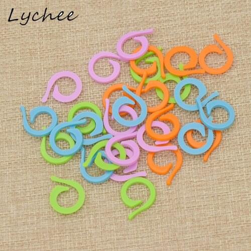 Lychee 30pcs Random Color Colorful Plastic Crochet Locking Stitch Marker Knitting Ring Maker Holder Set DIY Craft Tools