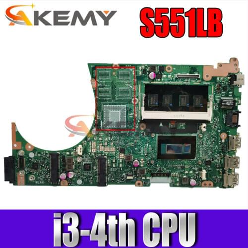 Akemy S551LB Laptop motherboard for ASUS VivoBook S551LA S551LN S551L R553L original mainboard 4G-RAM I3-4010U GM