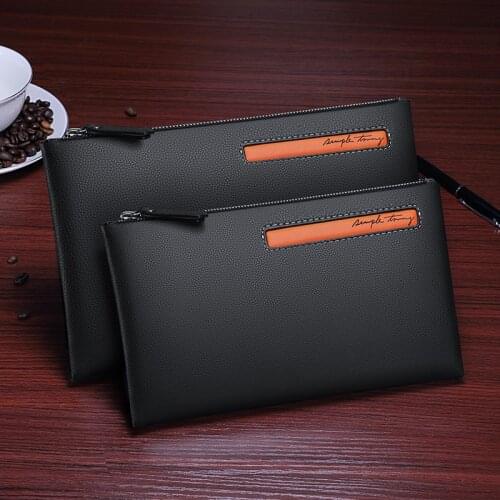 Mens brand business handbag high grade leather envelope bag large capacity fashion wallet pocket
