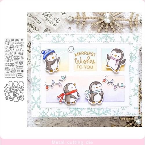 Snow Play set Stamp and Metal Cutting Dies DIY Scrapbooking for Photo Album Decorative Silicone Clear Stamps 2019 winter