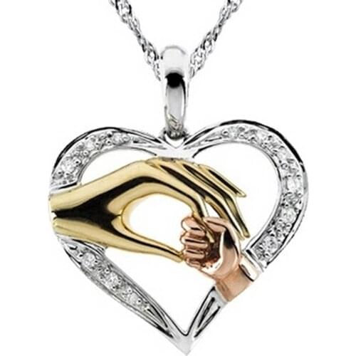 Fancy Jewelry Mothers Day Gift Mothers Palm-shaped Pendant Necklace Mommy And Baby Hand With Waves Chain Drop Shipping