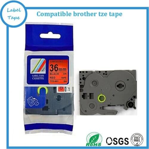 Anti-Fading laminated TZ label tape TZ-461 black on red for outdoor use