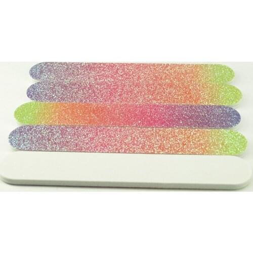 New! 50pcs high quality 120mm Gradule Glitter EVA nail files 150Grit White Sandpaper hot sale nail files Manicure nail art