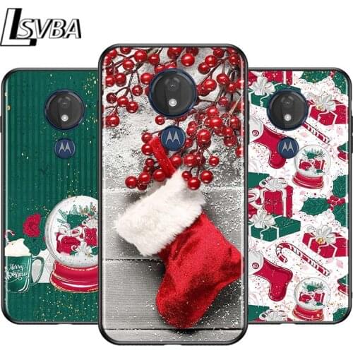 New Year Gifts Christmas for Motorola G9 G8 G E7 E6 One Play Marco Hyper Fusion Stylus Power Edge Plus Black Phone Case