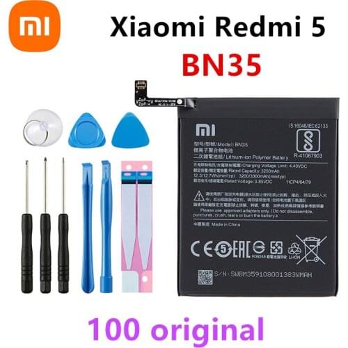 Xiao Mi 100% Orginal BN35 3300mAh Battery For Xiaomi Redmi 5 Redmi5 Red mi5 High Quality Phone Replacement Batteries + Tools