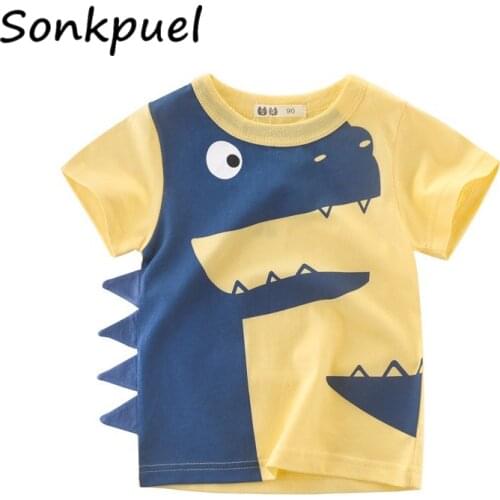 2-8 Years Boys Girls Cartoon Dinosaur T-shirts Summer Kids Costume Cotton Children Short Sleeve Tops Fashion Boy Tees Clothes