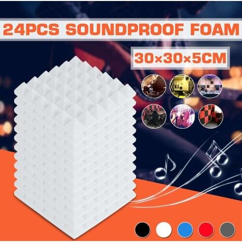12/24Pcs 30x30x5cm Sound Absorption Panel Tile Wedge 36 Pyramid Protective Sound-Absorb Spong Studio Acoustic Soundproof Foam