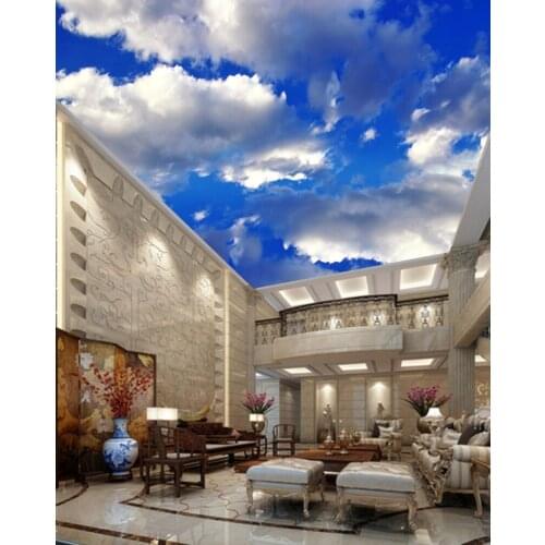 Custom ceilings Modern minimalist blue sky white clouds ceilings mural ceiling background wall